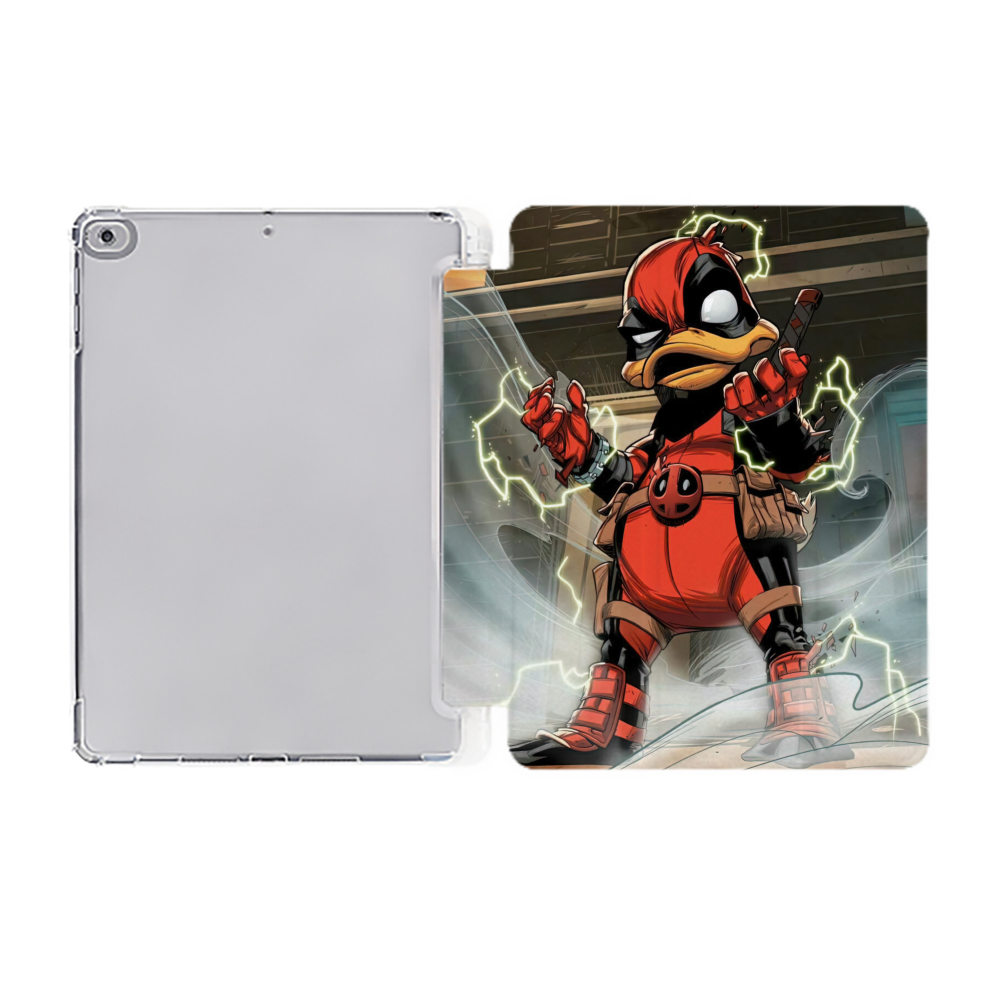 （画像用） Deadpool デッドプール IPad ケース ペン収納付き 三つ折りスタンド PUレザー×シリコン 対応機種9.5/10.5/10.9インチ